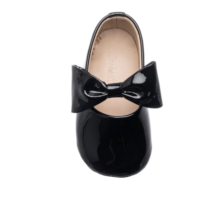 Black Patent Leather Crib Shoe