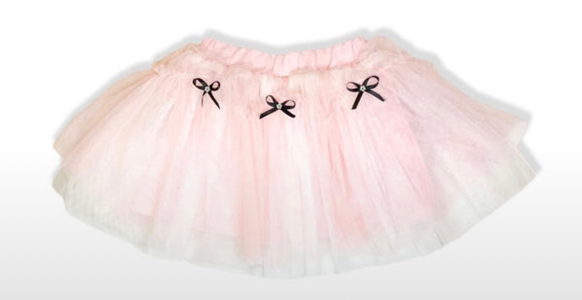 Toddler Black Long Sleeve Shirt & Pink Bow Tutu Skirt Set