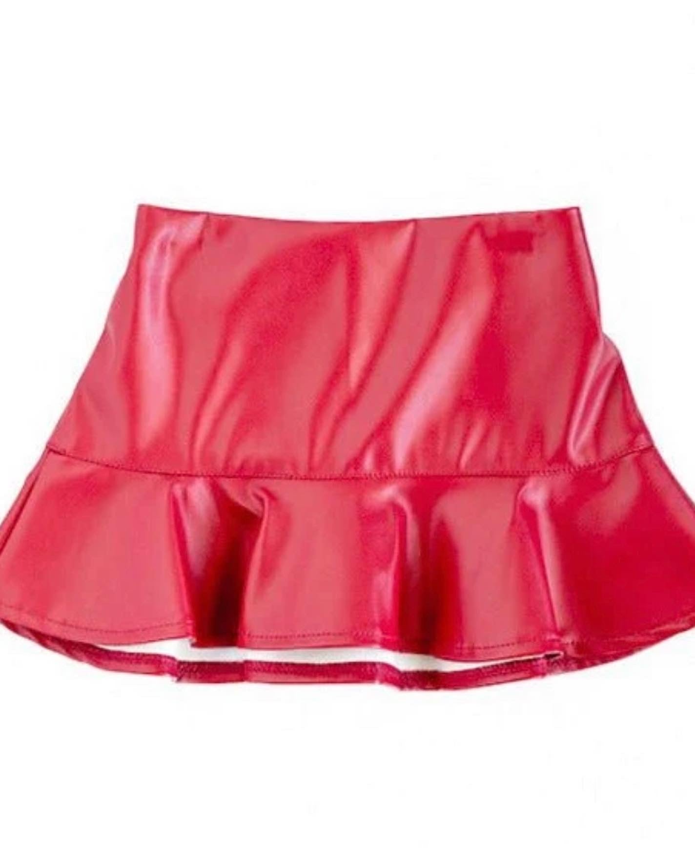 Ruby Red Ruffled Hem Skirt