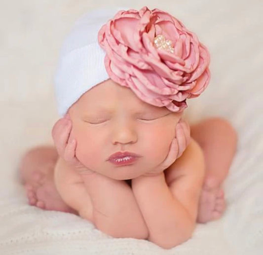 Silk Rose Pearl Newborn Hat