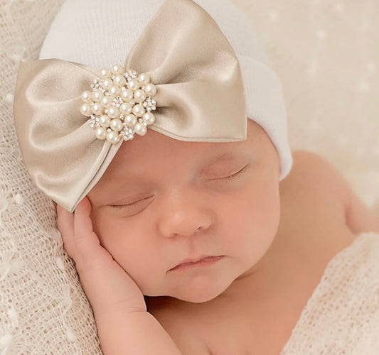 Gold Pearl Newborn Hat