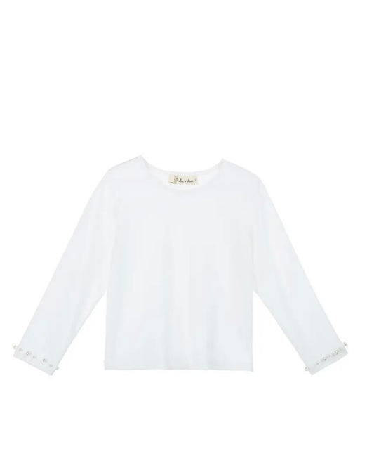 Pearl Long Sleeve White Top